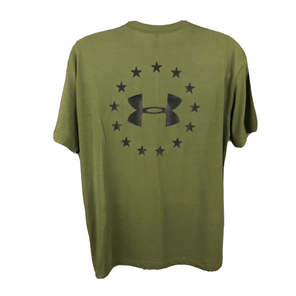 Under Armour Heatgear Men's T-Shirt Size Large Freedom Flag USA Military Green